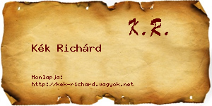 Kék Richárd névjegykártya